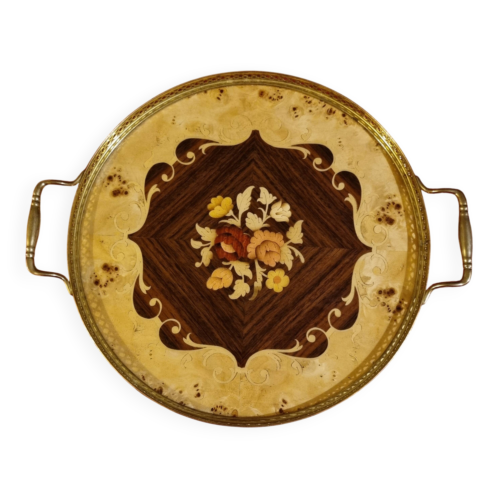 round service tray in Italian marquetry