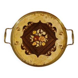 Plateau de service rond - marqueterie
