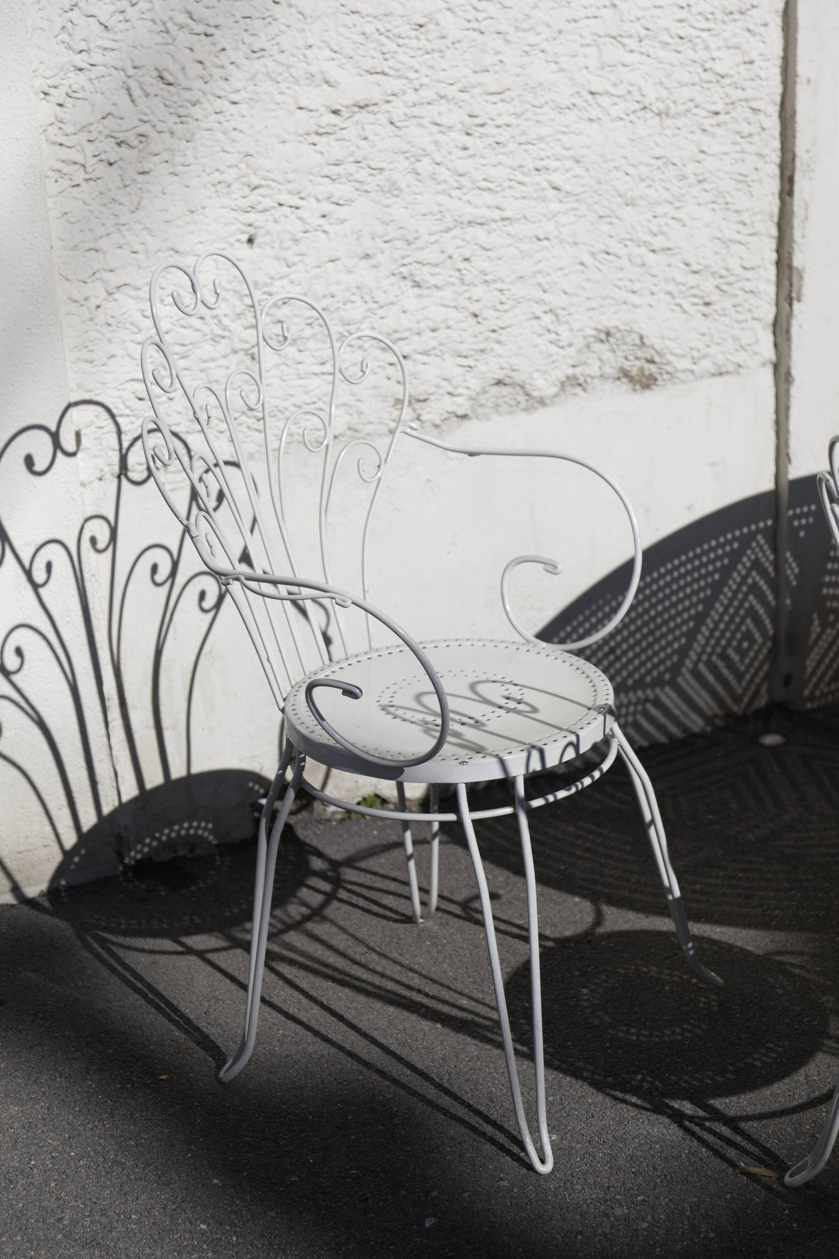 Set table + 6 armchairs garden Wrought iron 80s