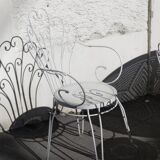 Set table + 6 armchairs garden Wrought iron 80s