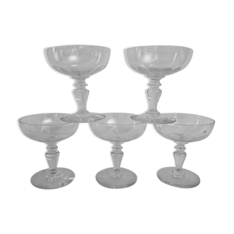 5 crystal Champagne glasses