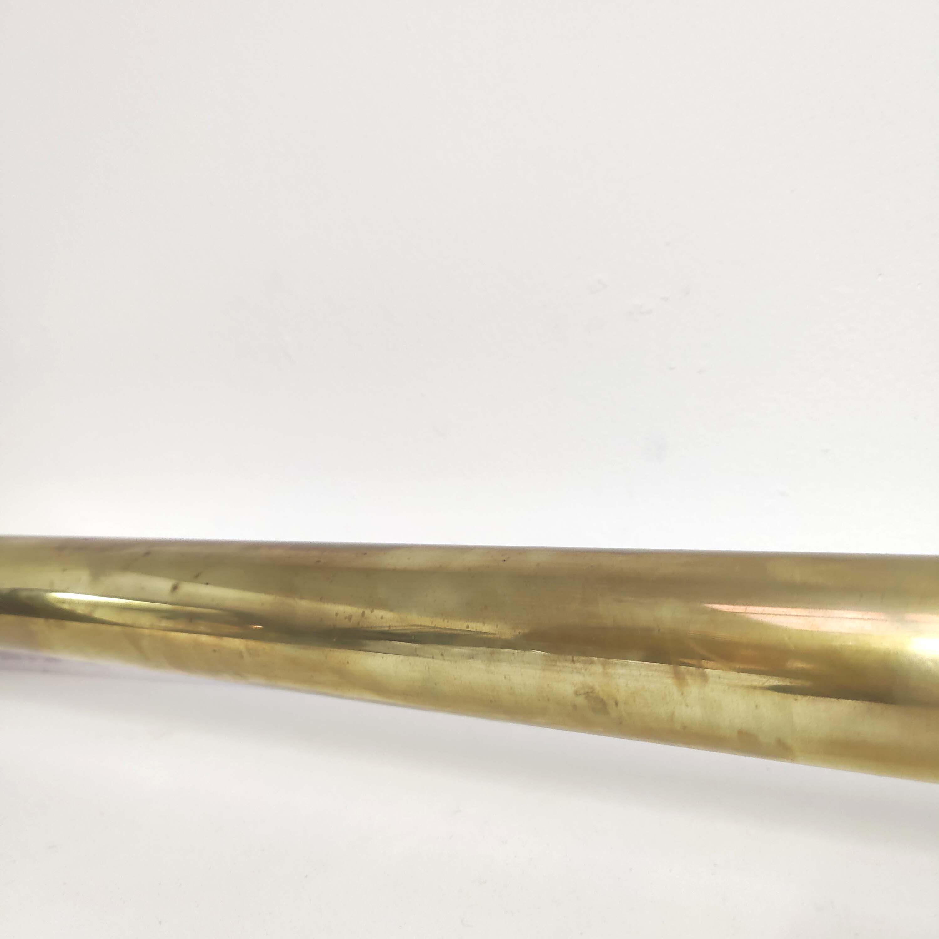 Brass brasserie floor lamp with opaline glass globe