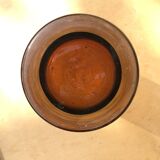 Frosted glass vase with amber scrolls