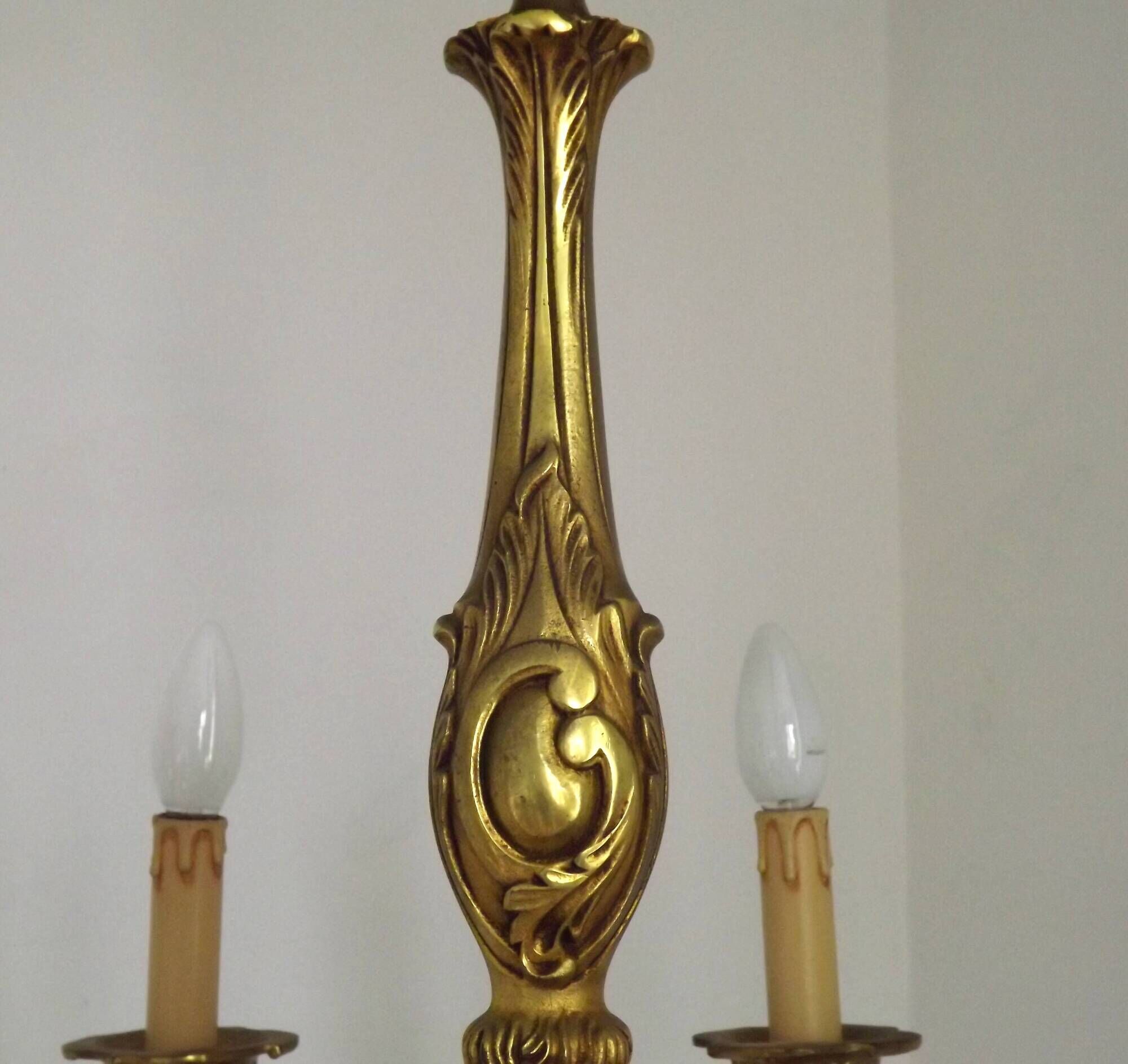 French Antique Traditional Bronze 8 Light Chandelier Acanthus Detail 5566