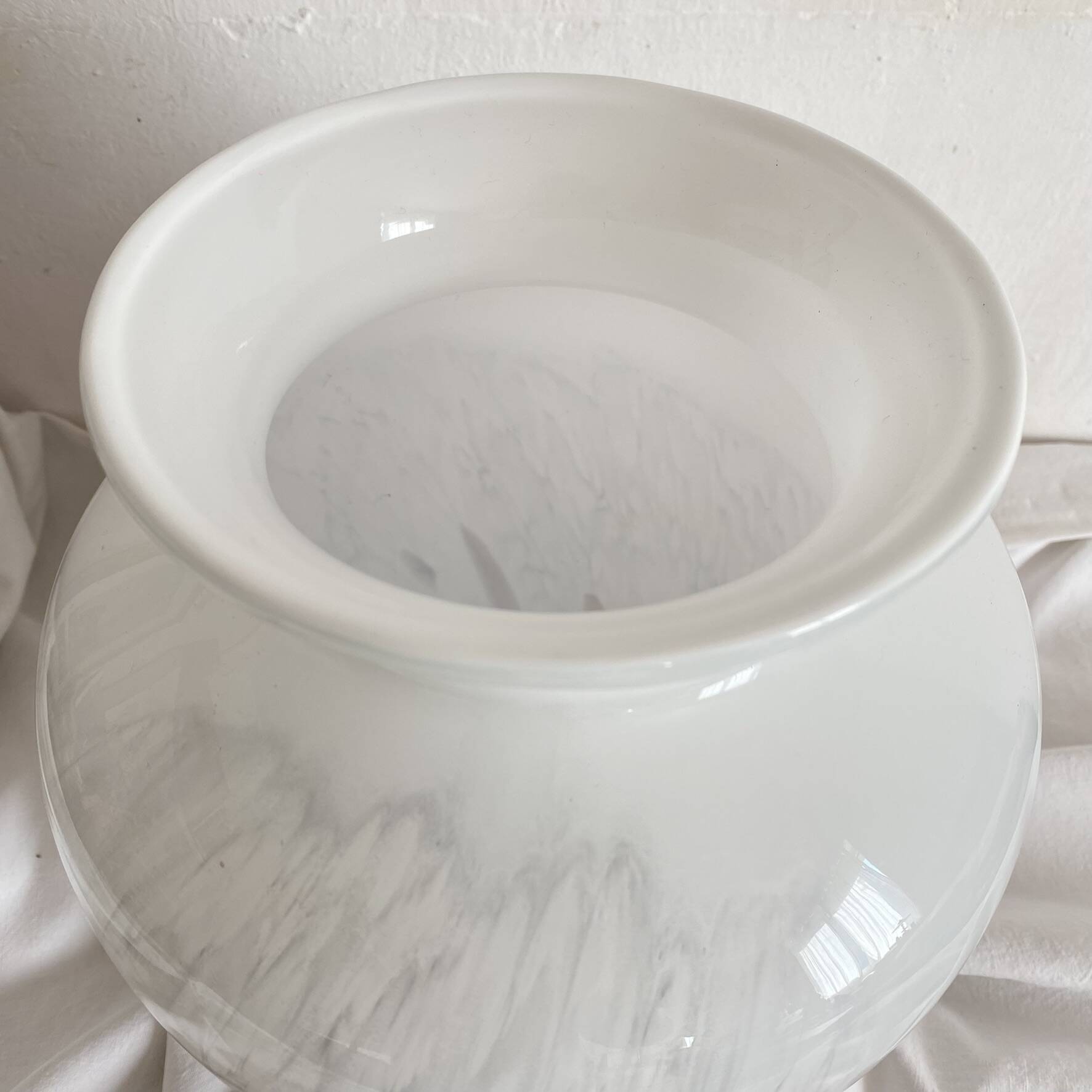 Large blown glass vase with polychrome inclusions in the Murano style.