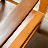 Safari armchair in wood and leather -1950's