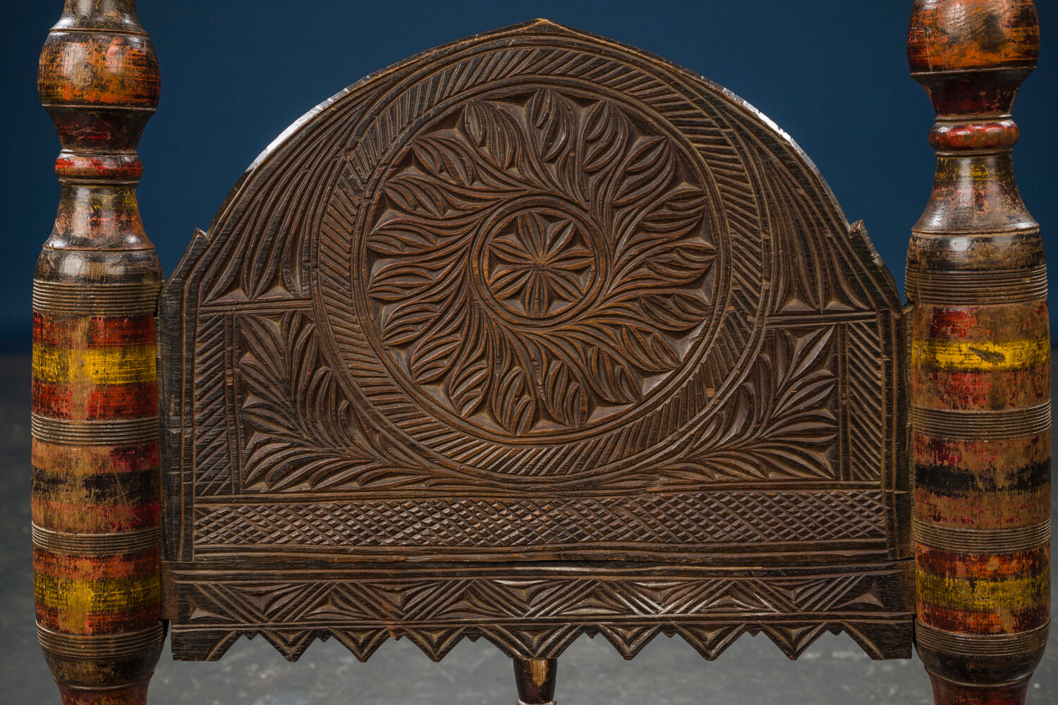 African Carved Wood & Rawhide Side Chair, 19th Century