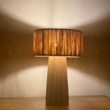 Minimalist raffia bedside table lamp