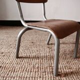 Ancienne chaise d'écolier en bois et métal
