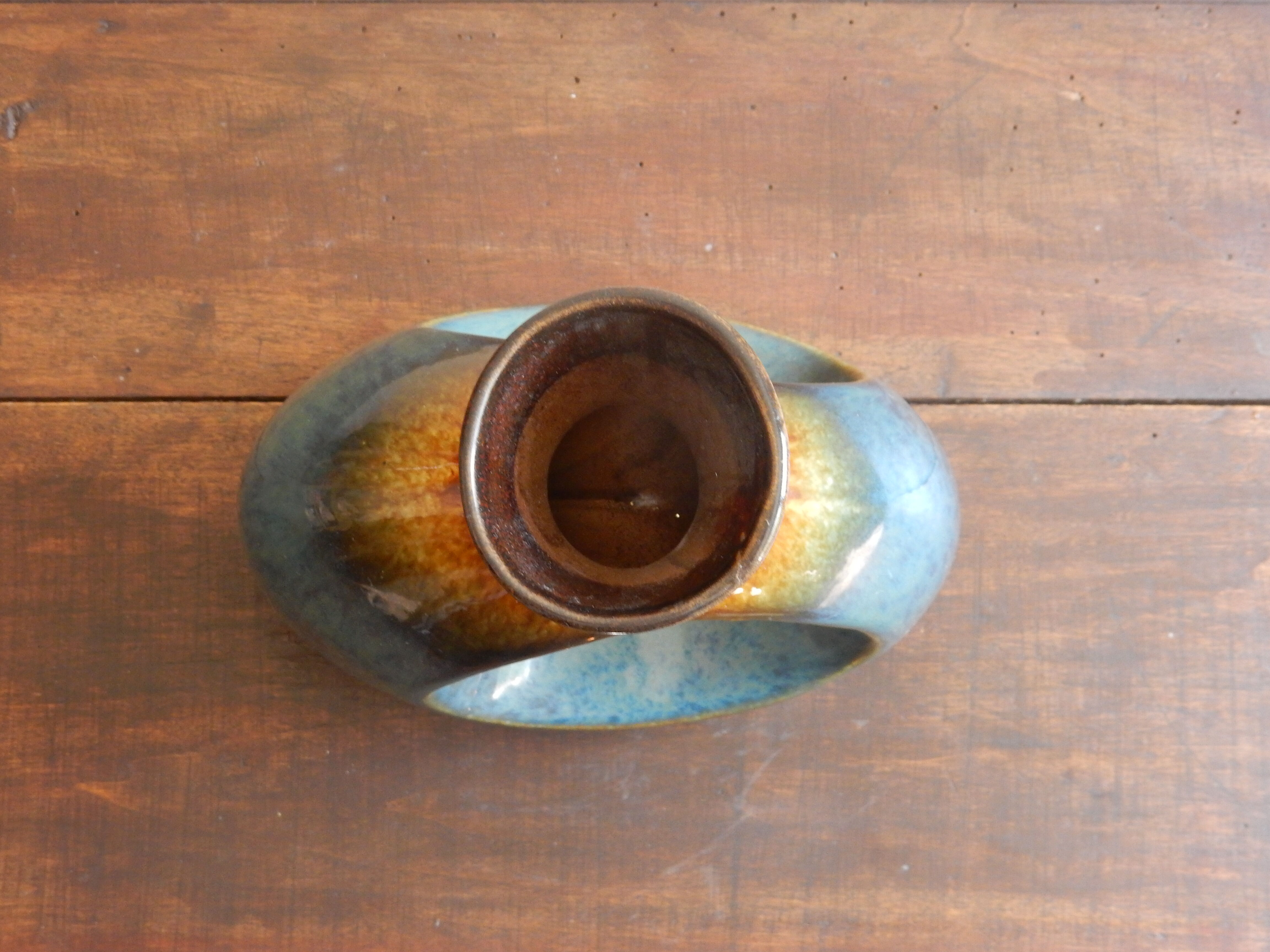 Blue and brown ceramic vase