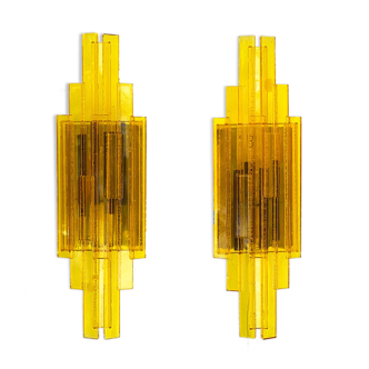 Pair of acrylic wall lights/sconces by Claus Bolby for CeBo industri. Denmark 1960s