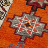 Hand-knotted antique turkish orange runner rug 90 cm x 382 cm
