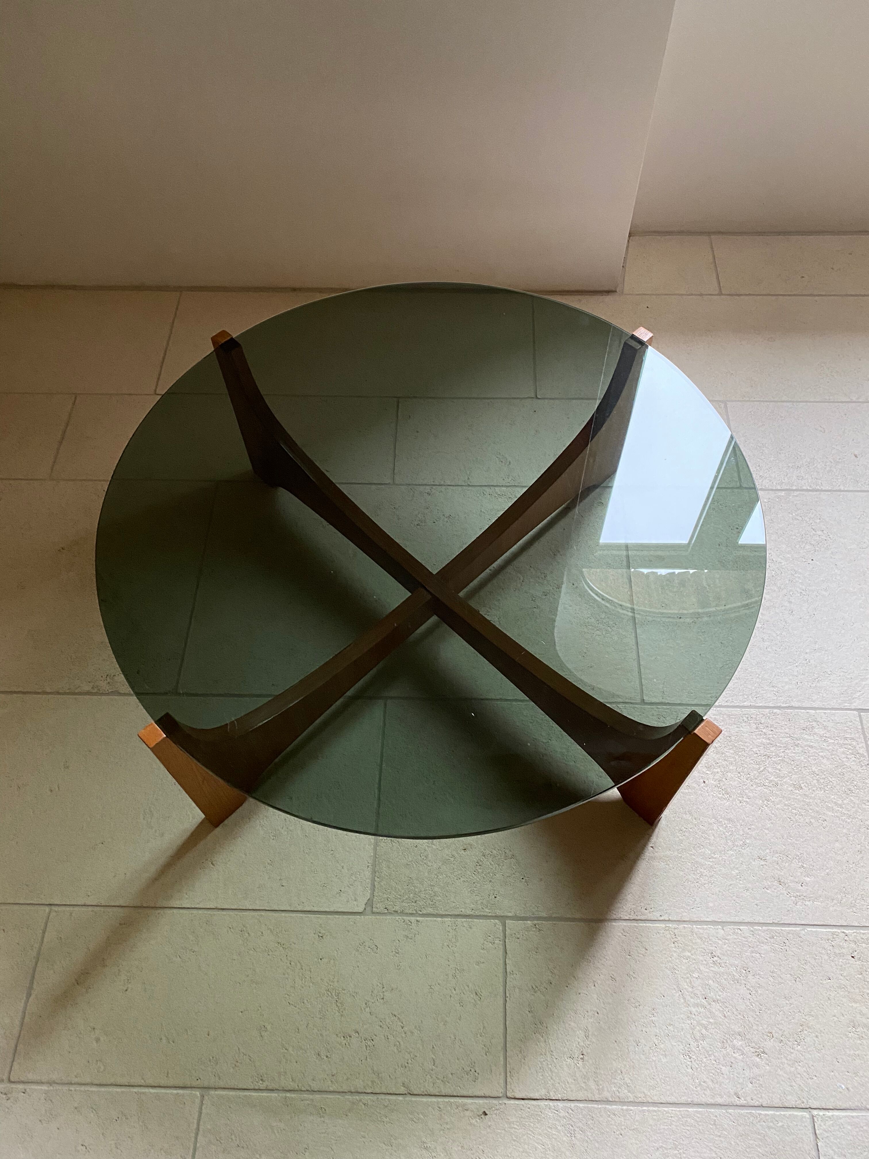 Scandinavian rosewood and glass lounge table