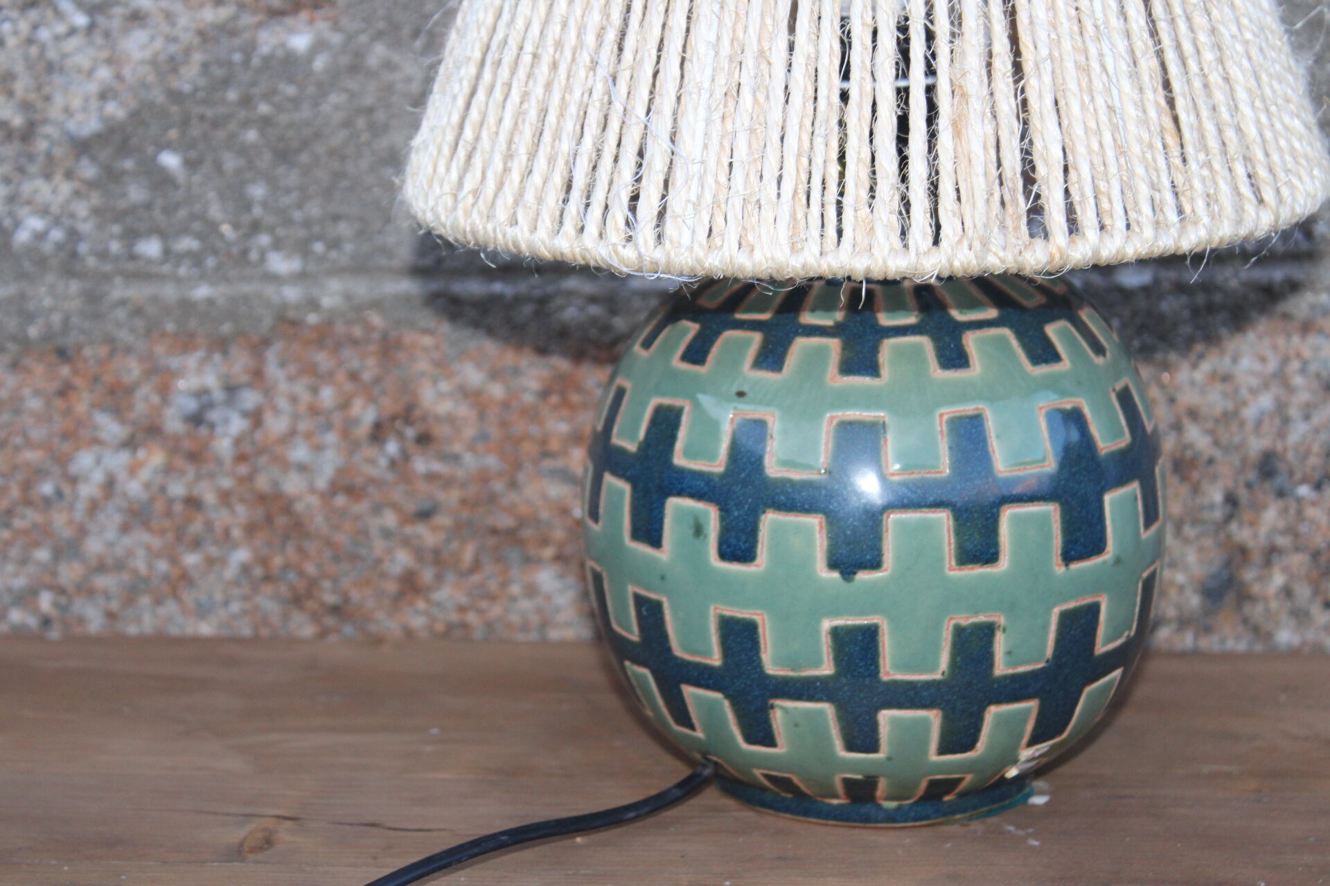 Ceramic lamp and rope shade