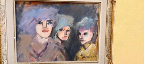 Mino maccari oil-based print 30x40 three female figurines