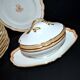 Paris porcelain set of 12 plates, dish and sauce boat, antique tableware with monogram BA.