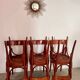 Set of 6 vintage 70s curved varnished wood bistro chairs
