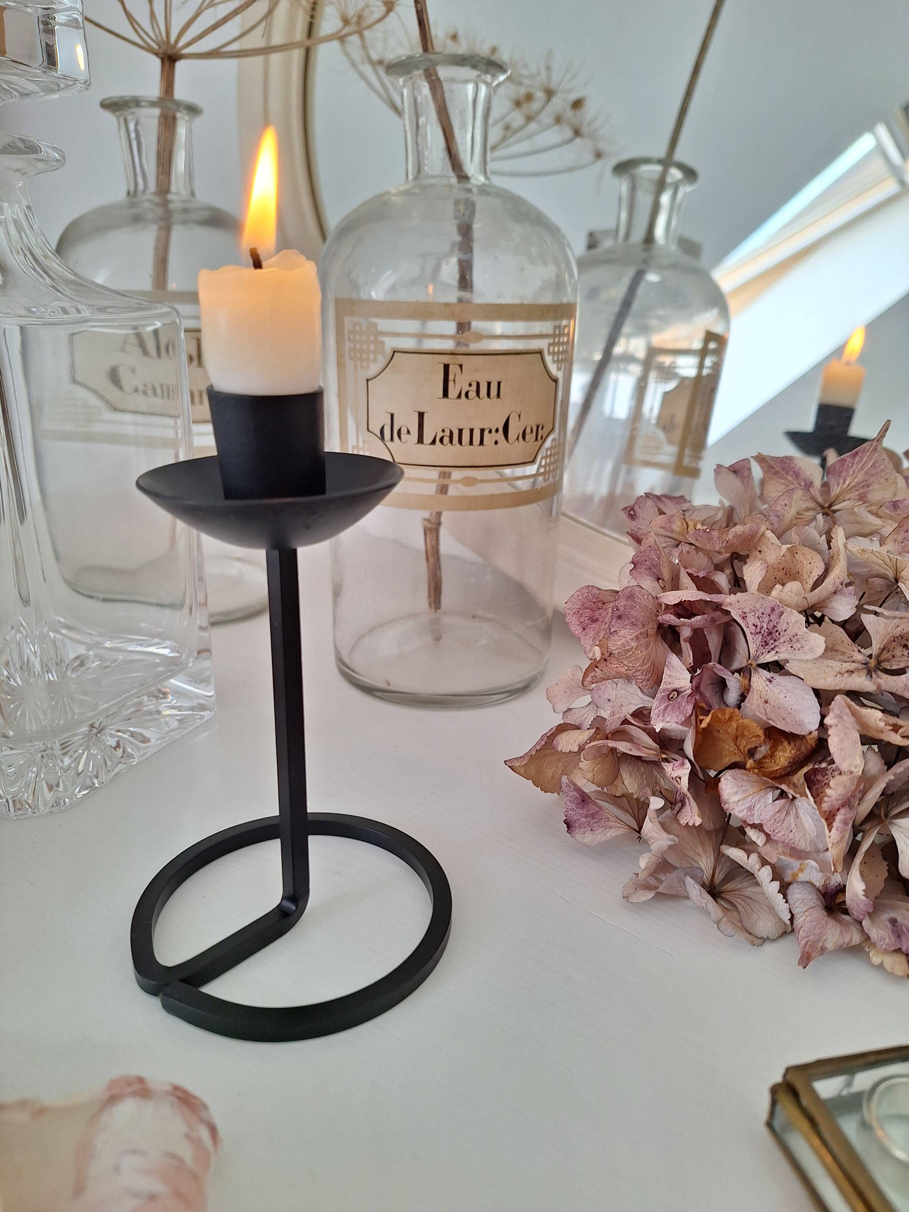 Black wrought iron candlestick