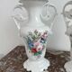 Pair of large 19th century church vases in painted white Paris porcelain