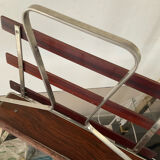 Vintage magazine rack in wood and aluminum