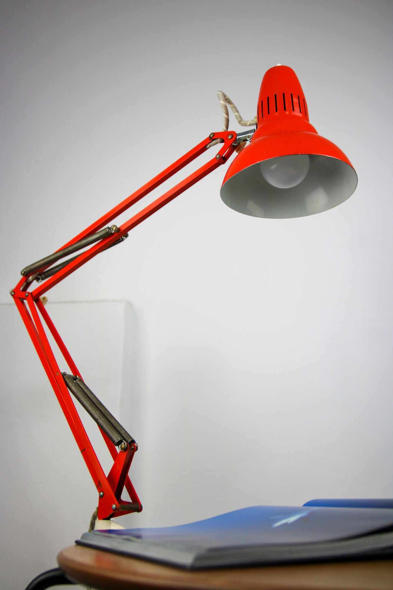 Orange Adjustable Achitect Table Lamp by Luxo, 1970s