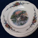 6 plates of the obernai decoration service by Henri Loux