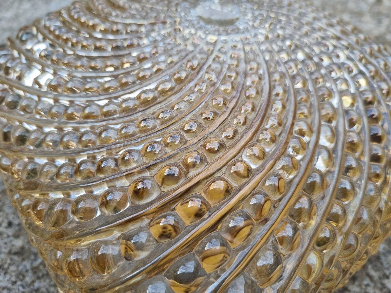 Square amber ceiling light, bubbles, vintage, 60s