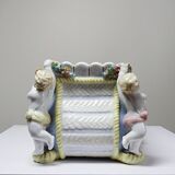 Small antique German porcelain planter Putti 19th century Meissen style