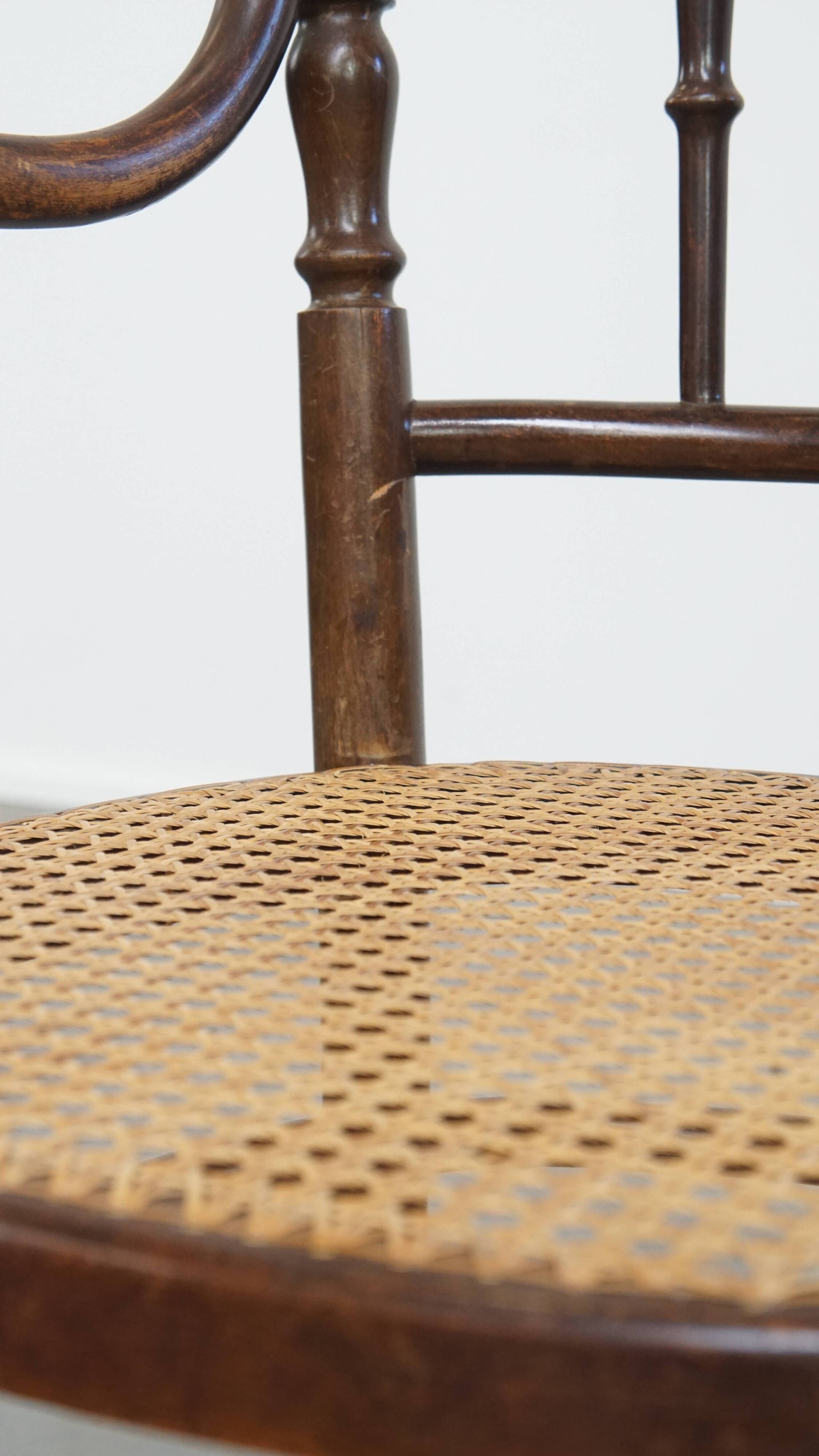 Original vintage Thonet bistro design chair with armrests