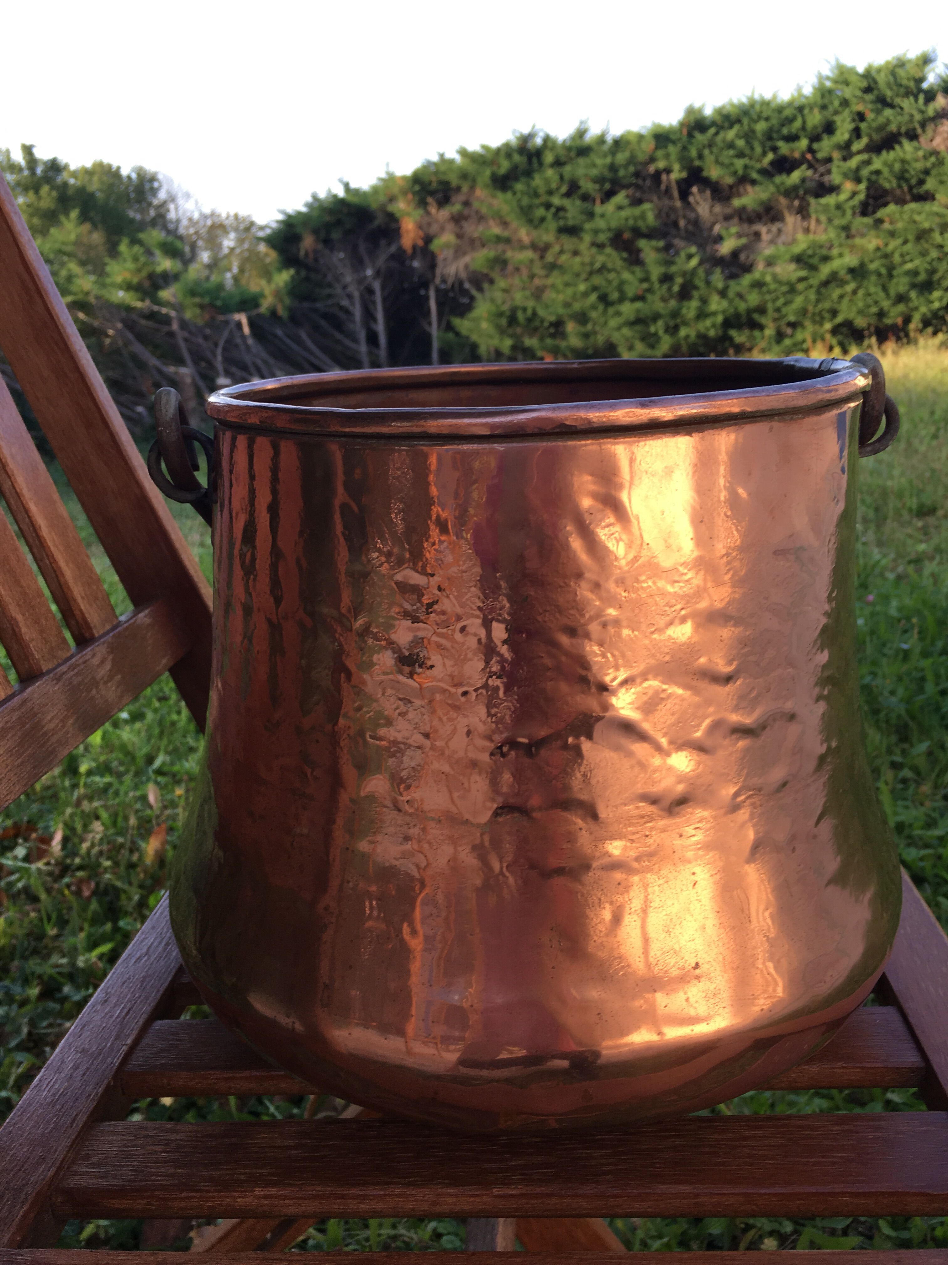Old copper pot cover