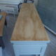 Console 5 drawers 1 re-enchanted tablet in gray green wooden top