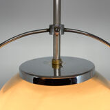 Mid-century milk glass & chrome pendant light
