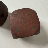 Pair of 1960s teak and brass "dice" candlesticks