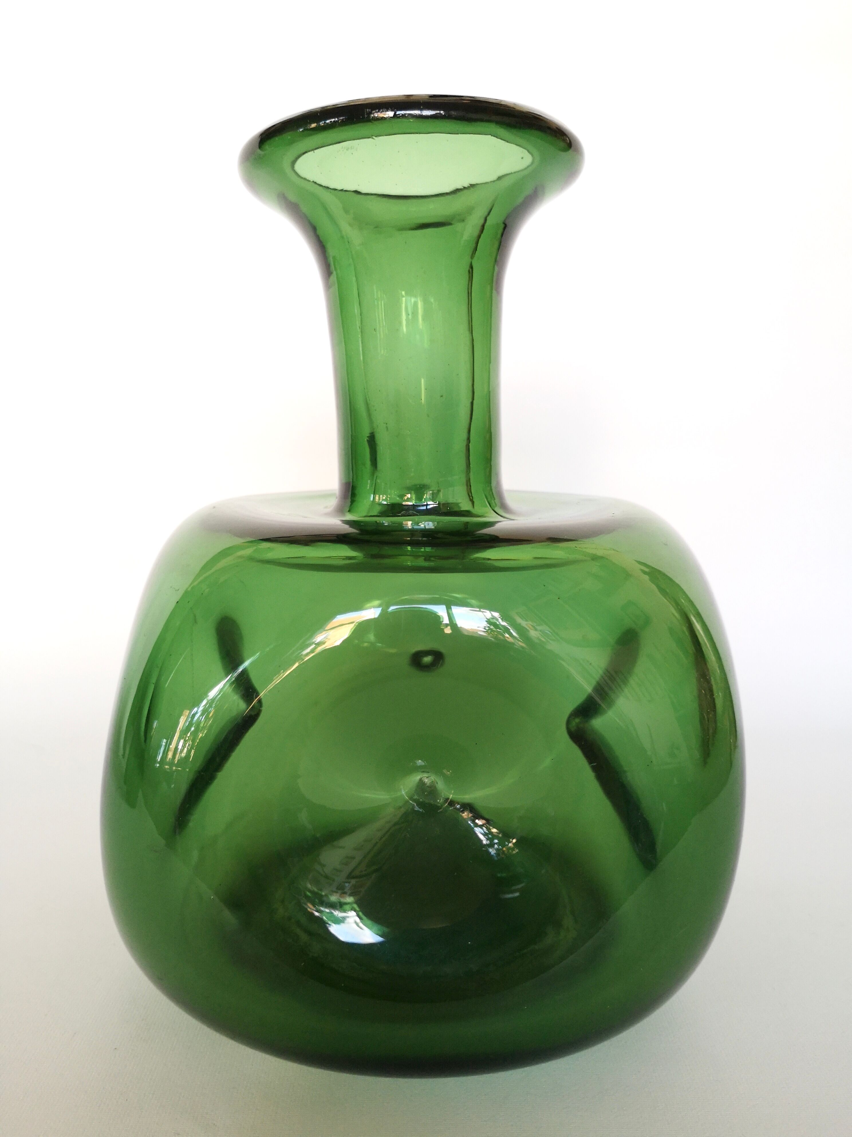 Trio de soliflores en verre vert