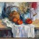 Nature morte, table de cuisine signé Paumier 1999