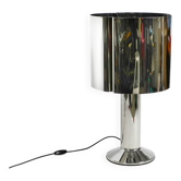 Lampe de table en métal chromé XXL des années 1970 avec abat-jour en métal | Hauteur 75 cm