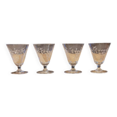 4 antique engraved glass glasses