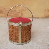 Vintage rattan ice bucket by Kraftware N.Y.C.