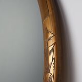 French Art Deco Oval gilded Mirror in Carved Wood, ca. 1920