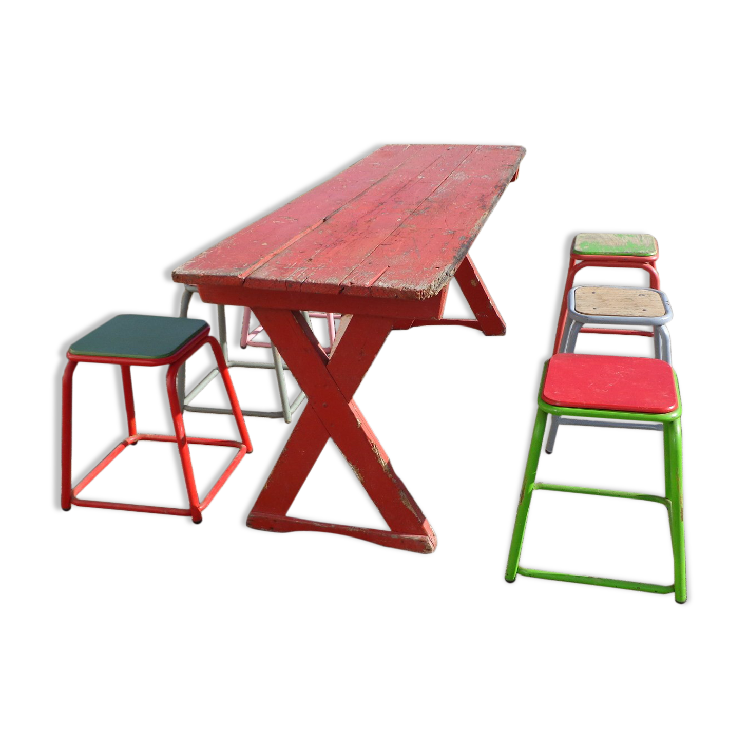 Brewery table and 6 stools