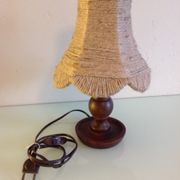 Wooden bedside lamp and Lampshade in rope/vintage 60-70 years