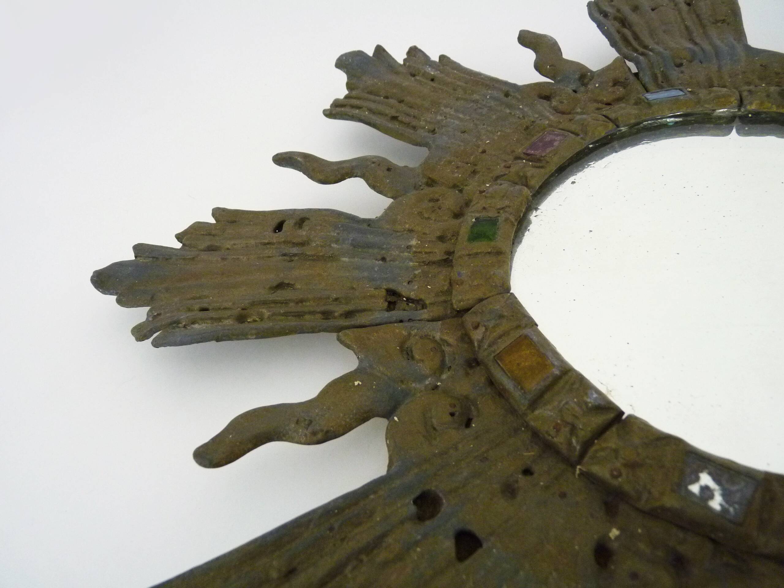 Old lead sun mirror Line Vautrin style Irena Jaworska 48 cm - 18.89 "