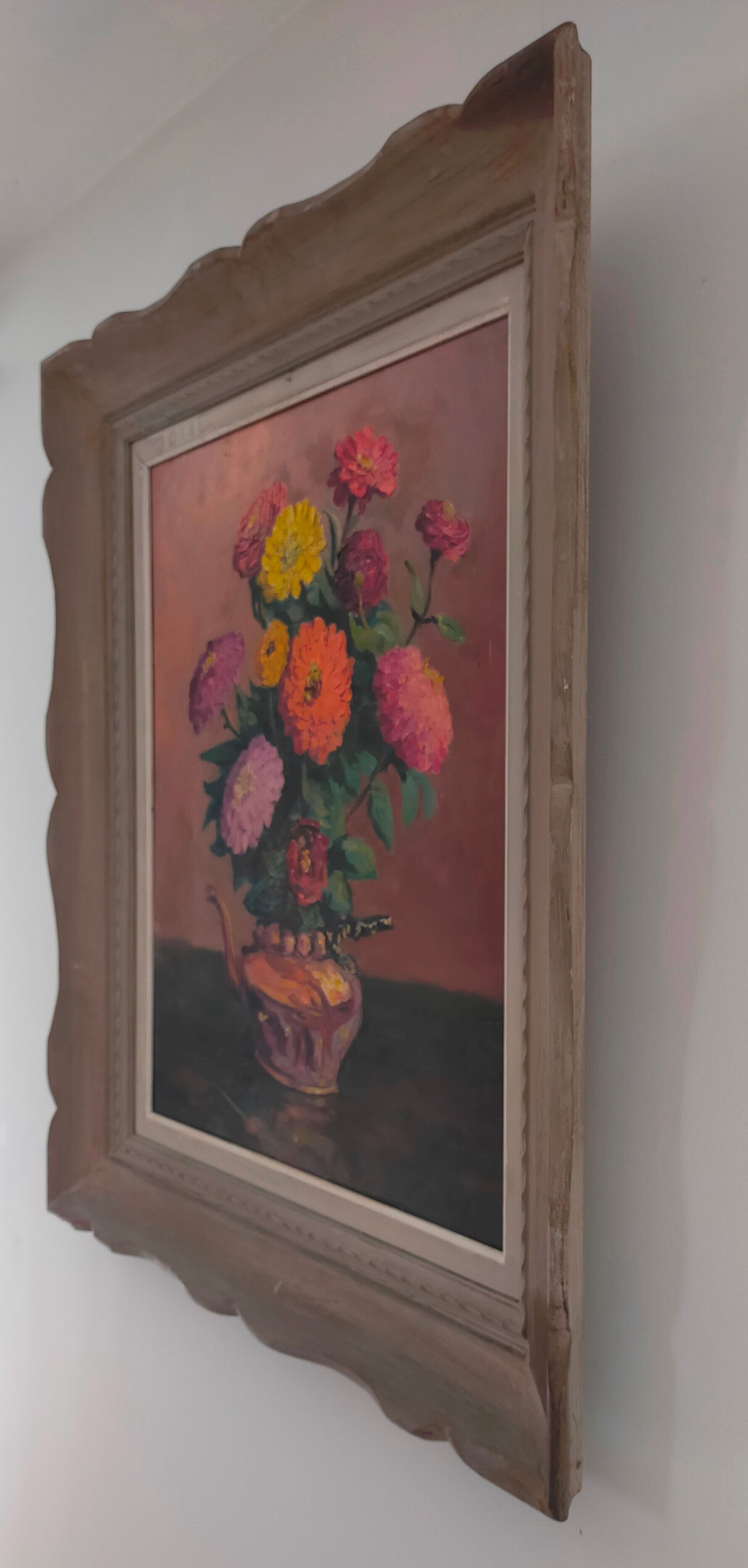 Still Life with Flowers Oil painting on panel signed Louis Morel