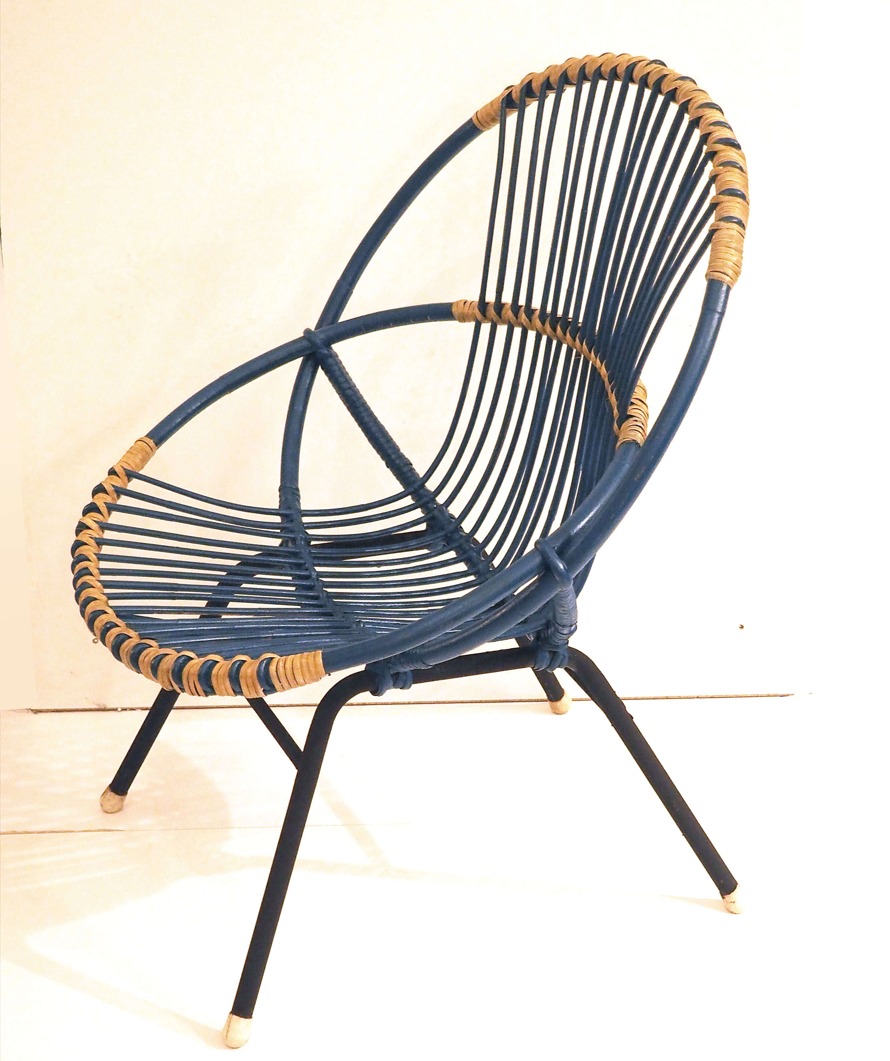 Blue rattan chair