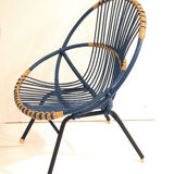 Blue rattan chair