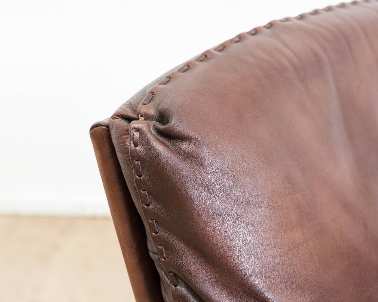 Brown leather swivel armchair by De Sede, model DS 31, 1960s, wine.