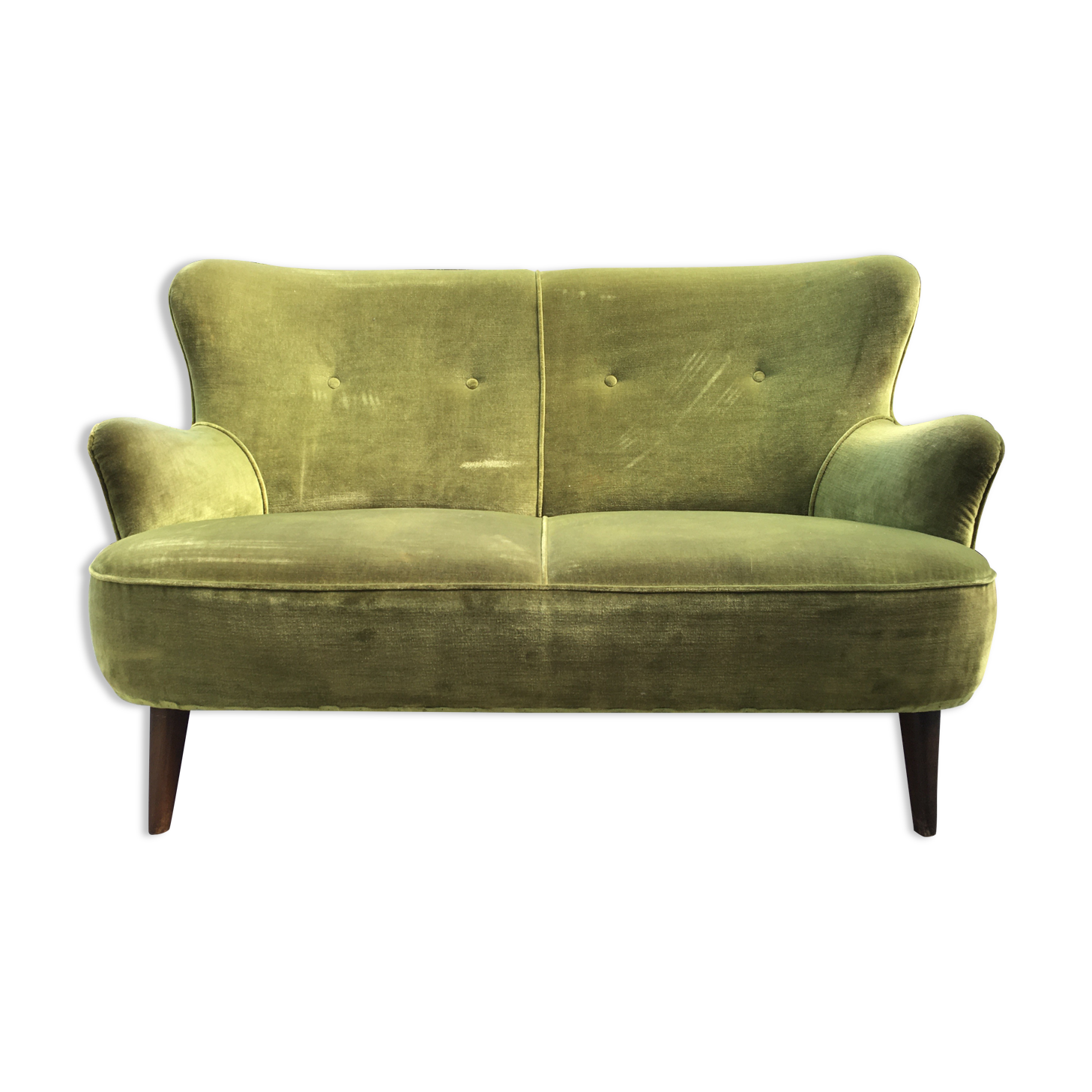 sofa 2 places organic velvet 60s