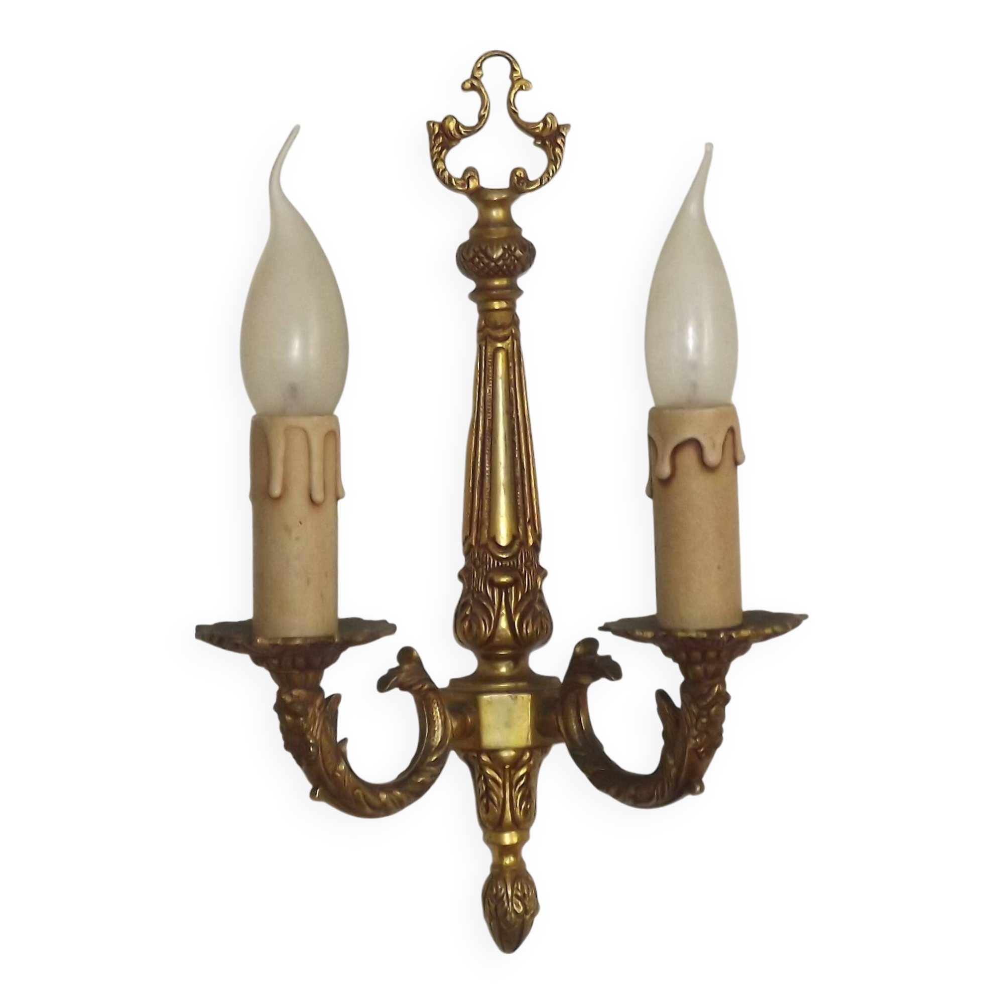Large Vintage French Bronze Baroque Style Bronze Double Wall Light 5413