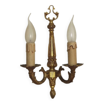 Large Vintage French Bronze Baroque Style Bronze Double Wall Light 5413