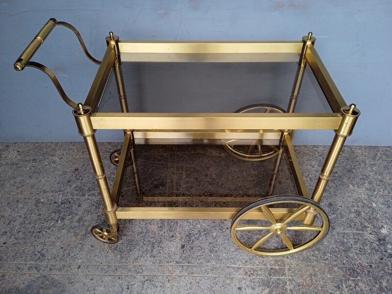 Serving rolling table golden aluminum ep 1970 vintage